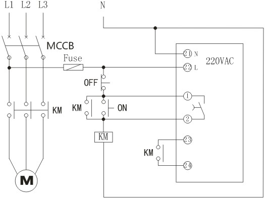 RH電動(dòng)機(jī)防晃電控制器接線圖