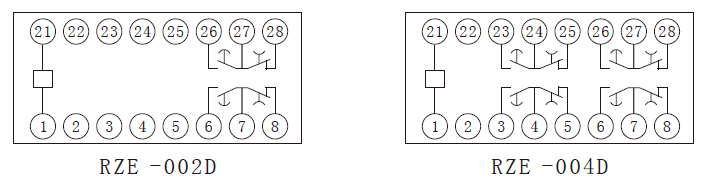 RZE-D系列中間繼電器內部接線圖