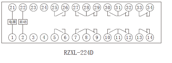 RZXL-D系列小電流啟動中間繼電器內(nèi)部接線圖