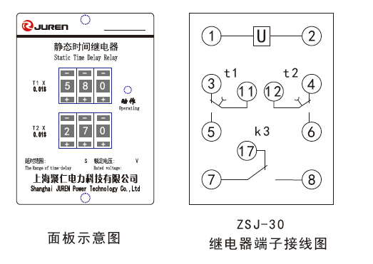 ZSJ-3系列時(shí)間繼電器內(nèi)部接線圖