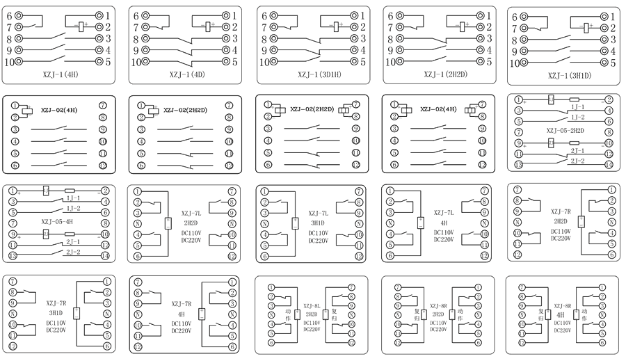 XZJ-1-4D/DC110V內(nèi)部接線圖