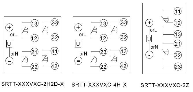 SRTT-110VAC-2H2D-D內(nèi)部接線圖