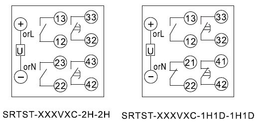 SRTST-110VDC-2H-2H-B內(nèi)部接線圖