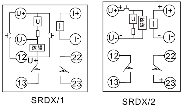 SRDX-2-220VDC/12VDC內(nèi)部接線圖