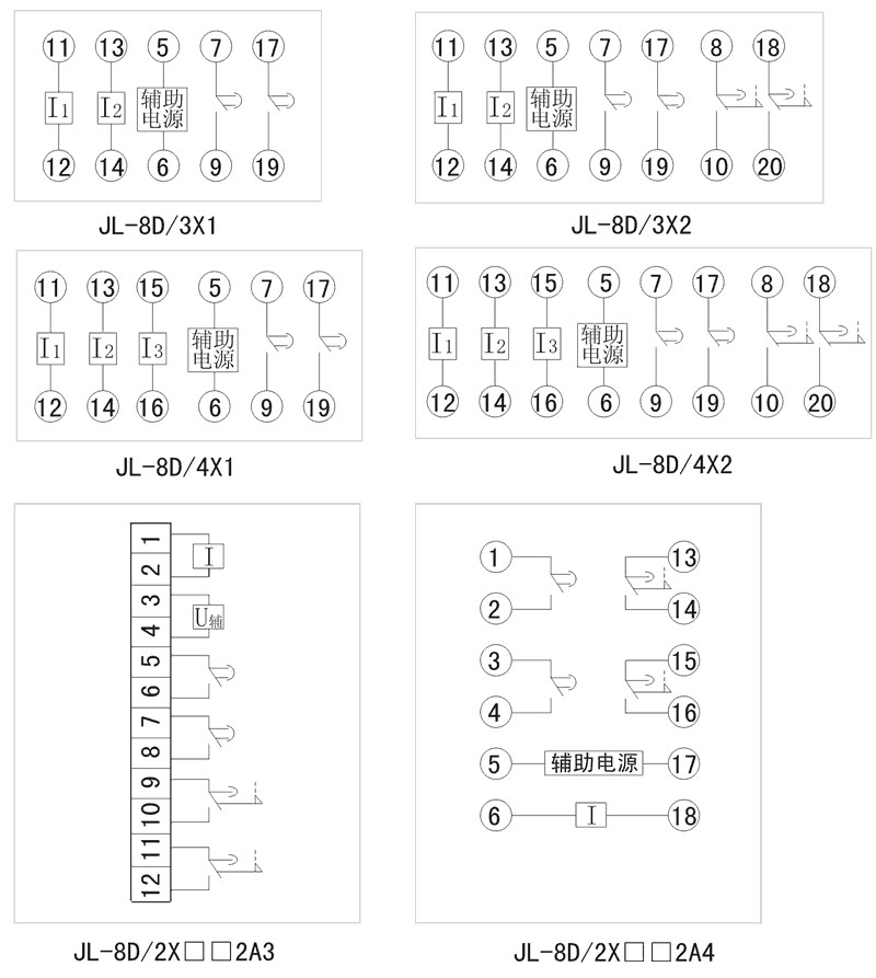 JL-8D/2X122A3內(nèi)部接線圖