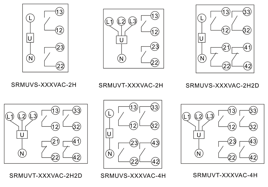 SRMUVS-110VAC-4H內(nèi)部接線圖